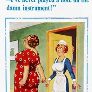 Comic postcard, Maid and mistress