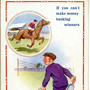 Comic postcard, Making money on the horses