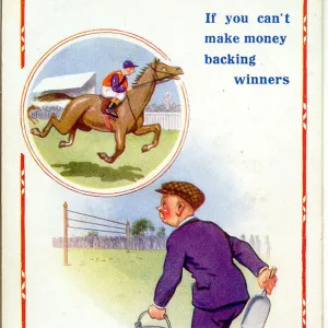 Comic postcard, Making money on the horses