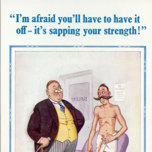 Comic postcard, Man visiting the doctor Date: 20th century