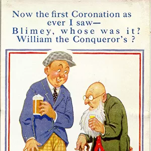 Comic postcard, Two men chatting in a pub