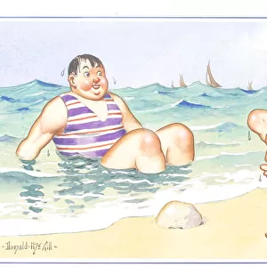 Comic postcard, Two men at the seaside Date: 20th century