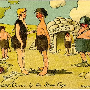 Comic postcard, Piccadilly Circus in the Stone Age Date: 20th century