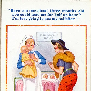 Comic postcard, Scene in childrens home Date: 20th century