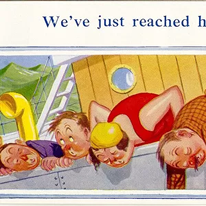 Comic postcard, Sea sickness on a boat Date: 20th century