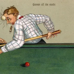 Comic Postcard - Sport - Billiards - Cannon off the cush