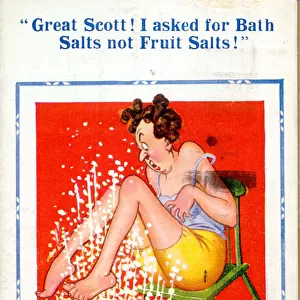 Comic postcard, Woman with wrong kind of salts Date: 20th century