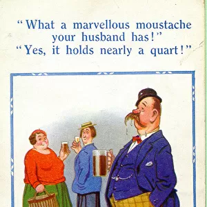 Comic postcard, Women and man in a pub Date: 20th century