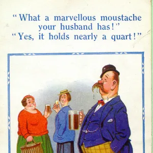 Comic postcard, Women and man in a pub Date: 20th century