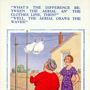 Comic postcard, Women and washing line Date: 20th century