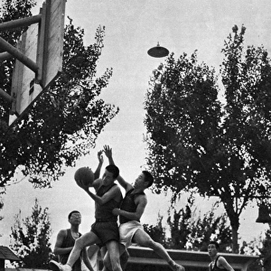 Communist China - workers playing basketball