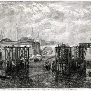 Construction of a new railway bridge, London 1864 Construction of a new railway bridge, London 1864