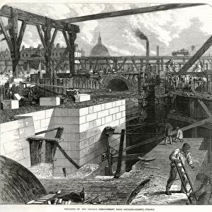 Construction Thames Embankment near Arunel Street 1866