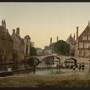 Convent bridge and the spire of Notre Dame, Bruges, Belgium