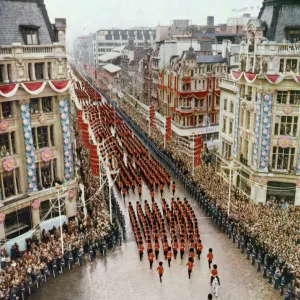 Coronation procession at Oxford Circus, 1953