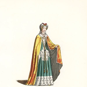 Costume of an English noblewoman, 14th century