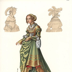 Costume of a German woman, first half of the 16th century
