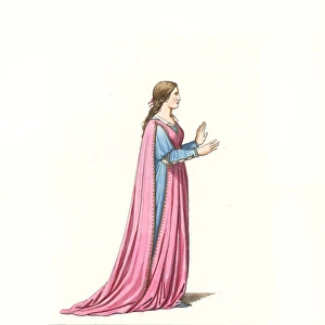 Costume of a young woman of Florence, 14th century