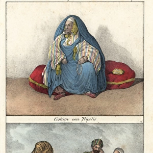 Costumes of Tripoli, Libya, woman in burqa