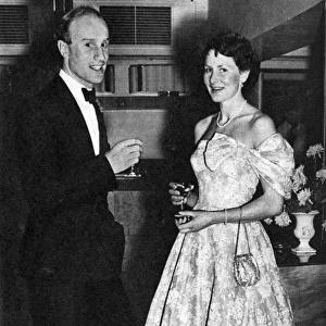 Couple at Downhill Only Club celebration, 1954