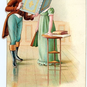 Couple in Regency costume on a Christmas card