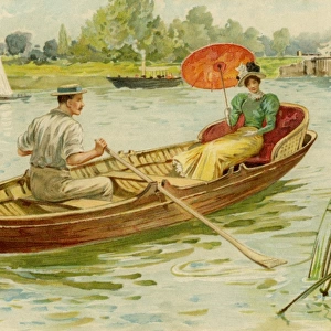 Couple rowing