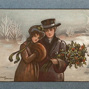 A couple in a snowy landscape