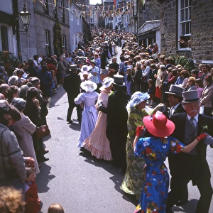 Couples taking part in Helston Floral Dance, Cornwall