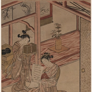 Courtesan and Kamuro in a parlour