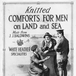 Front cover of Beehive knitting pattern booklet for men's socks, hats, balaclavas etc, for Royal Navy and Merchant Navy sailors and for the Army Date: 1918 Front cover of Beehive knitting pattern booklet for men's socks, hats, balaclavas etc, for Royal Navy and Merchant Navy sailors and for the Army Date: 1918