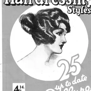 Front cover of Leach's Hairdressing Styles showing an elaborate hairstyle Date: 1920s Front cover of Leach's Hairdressing Styles showing an elaborate hairstyle Date: 1920s
