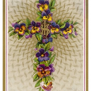 Cross with Pansies
