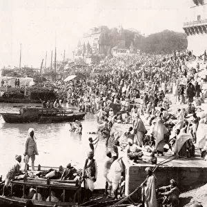 Crowd along the River Ganges, Benares, Varanasi, India