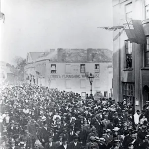 Crowds in Victoria Place, Haverfordwest, South Wales