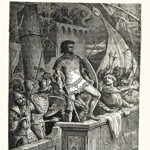 Crusades. Charles II of Anjou fighting. Engraving
