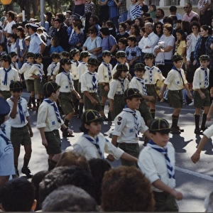 Cub Scouts on parade in Cyprus