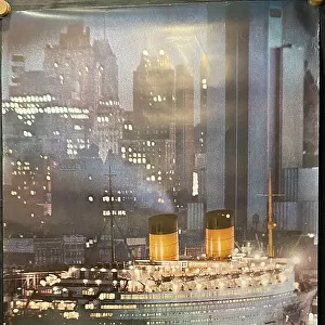 Cunard Line, poster, QE2 in New York City, USA