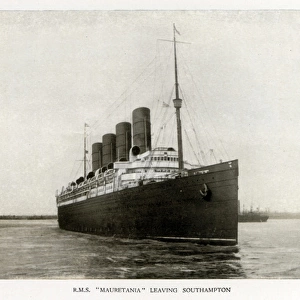 The Cunard Ocean Liner RMS Mauretania leaving Southampton