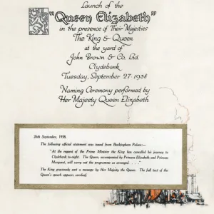 Cunard White Star Queen Elizabeth Liner Launch Booklet