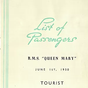 Cunard White Star, RMS Queen Mary, Passenger List