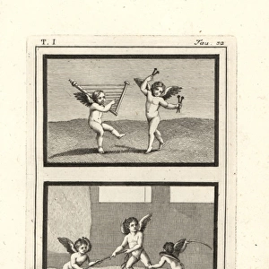 Cupids or genii playing music and games