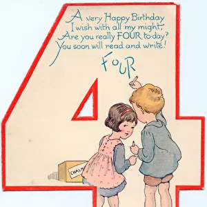 Cutout birthday card, age 4