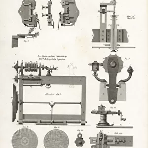 Cutting engines, 18th century, including a rose engine lathe