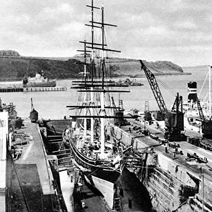 The Cutty Sark in dry-dock, Falmouth, 1938