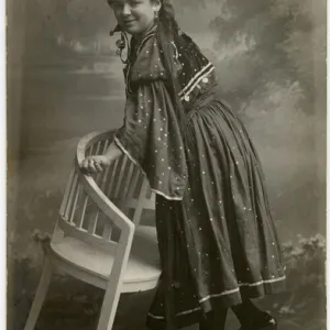 Czech Peasant girl in traditional costume - studio portrait