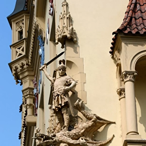 Czech Republic. Prague. Saint George. Statue. Facade