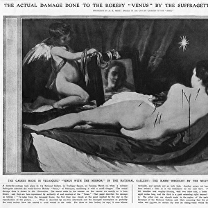 Damage done to the Rokeby Venus by suffragette