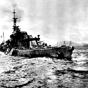 The Damaged HMS Saumarez off Albania, 1946