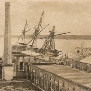 Damaged ship at a quayside