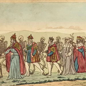 Dance Macabre of skeletons and kings, cardinals, emperors